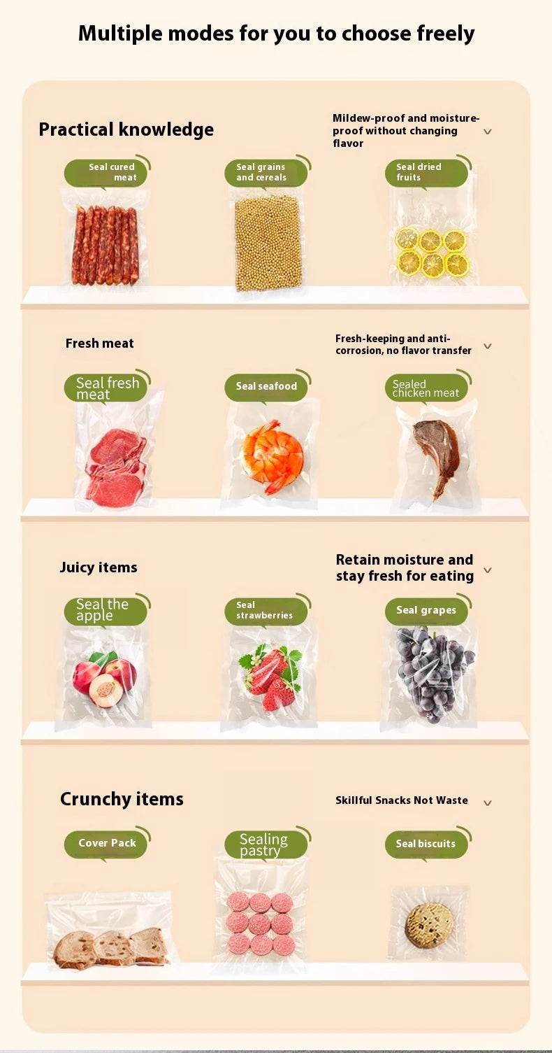 Wireless Vacuum Sealer Machine - 60KPA Powerful Suction, Portable Food Saver with 3 Temperature Levels,External Pumping Function - AMULET RING STORE