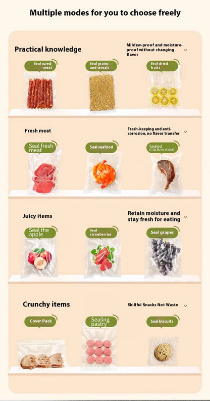 Wireless Vacuum Sealer Machine - 60KPA Powerful Suction, Portable Food Saver with 3 Temperature Levels,External Pumping Function - AMULET RING STORE