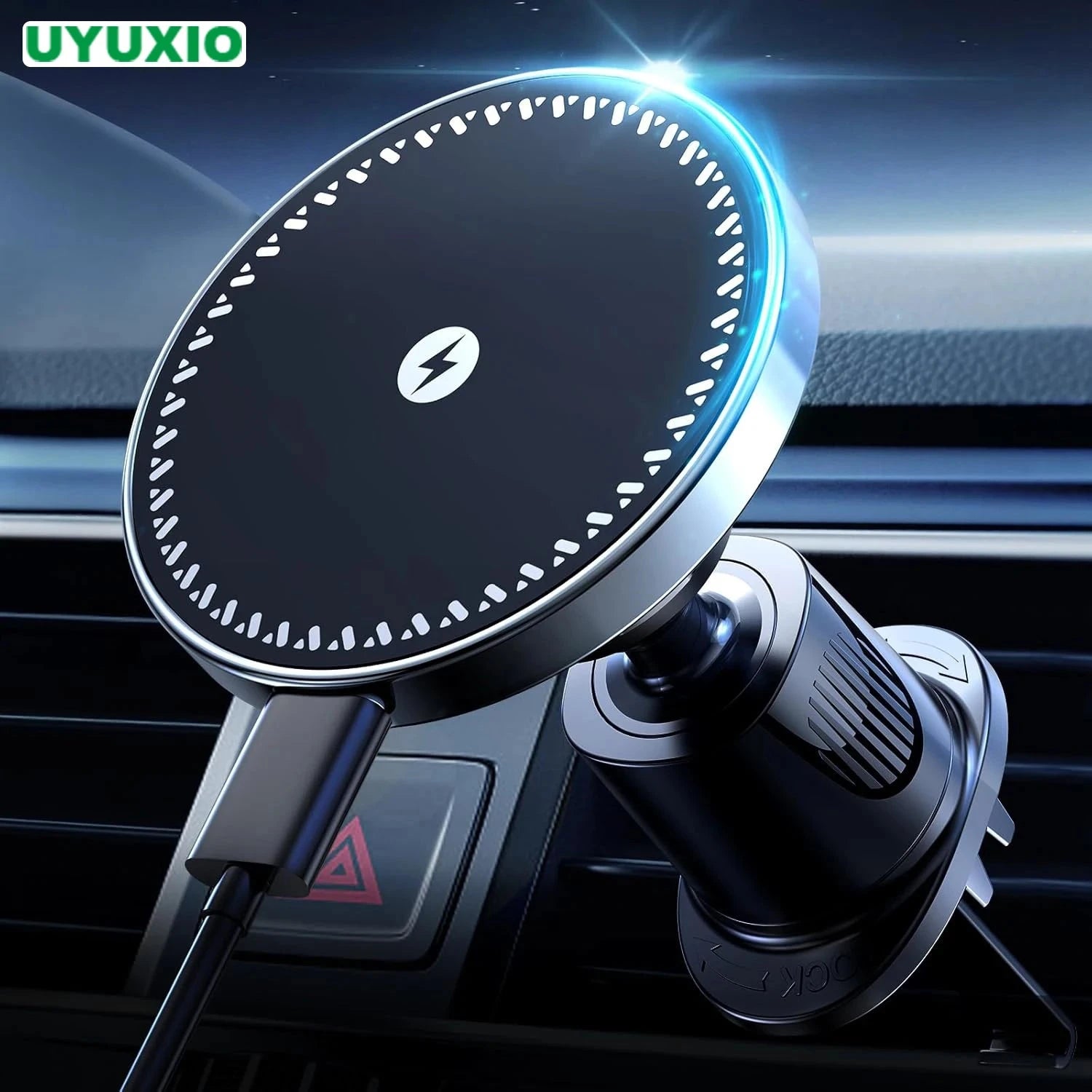 UYUXIO Magnet Wireless Car Charger 15W Fast Charging Magnetic Car Mount Phone Holder Air Vent for iPhone 16 15 14 13 Pro Max 12