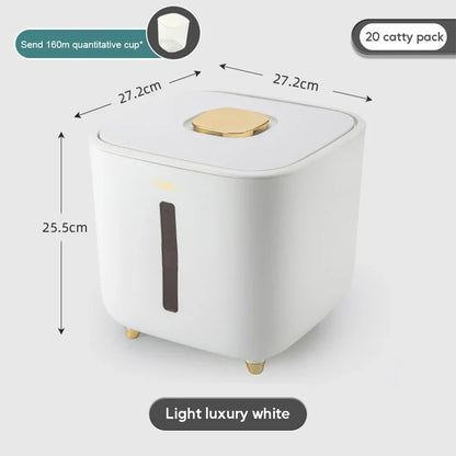 Moisture Proof Insect Proof Rice Box 5/10KG Grain Sealed Jar Kitchen Container Bucket Storage Pet Dog Food Box with Bullet Lid