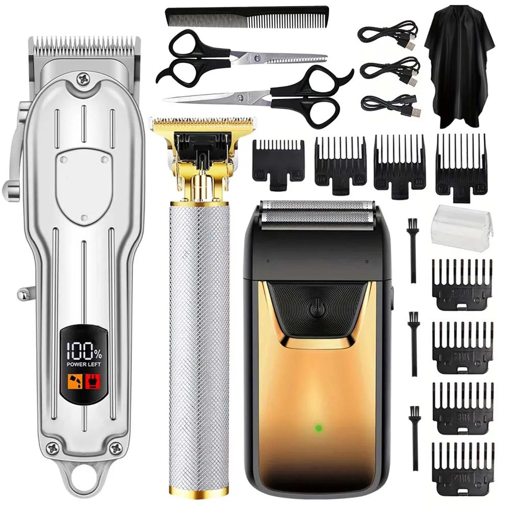 Professional Hair Clippers/Hair Trimmer/Beard Shaver for Men - Cordless Barber Clipper Hair Cutting Kit, Haircut Grooming Kit - AMULET RING STORE