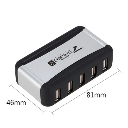 Vertical 7-Port USB 2.0 Hub Multi USB Splitter with Power Adapter PC Accessories