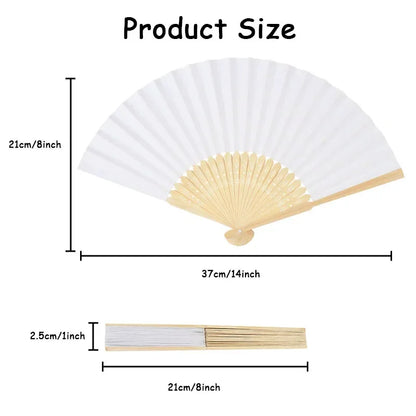 10/20/30pcs White Foldable Paper Fan Portable Chinese Bamboo Fan Wedding Gifts For Guest Birthday Party Decoration Kids Painting - AMULET RING STORE