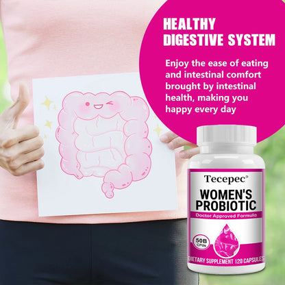 Women's Probiotic 50 Billion CFU, Cranberry Extract, Supports Digestion and Vaginal Health, Urinary Health, 120 Capsules - AMULET RING STORE