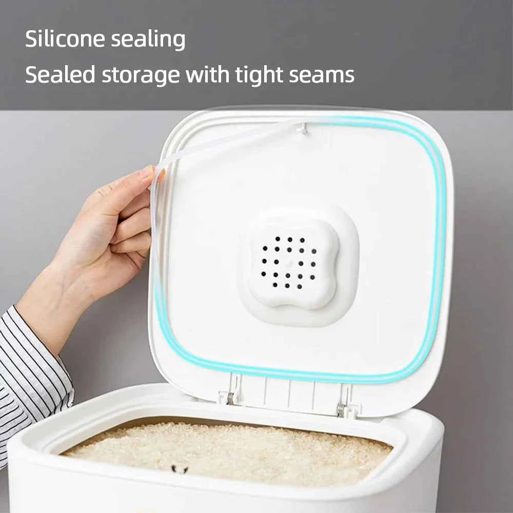 Moisture Proof Insect Proof Rice Box 5/10KG Grain Sealed Jar Kitchen Container Bucket Storage Pet Dog Food Box with Bullet Lid