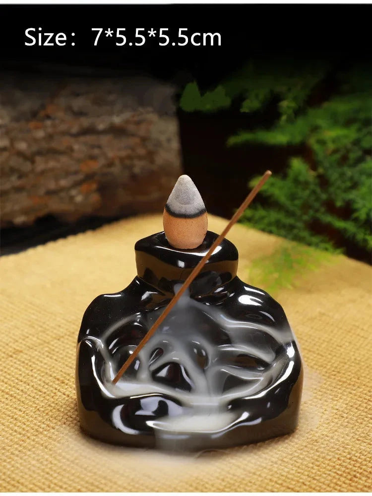 Creative Ceramic Backflow Incense Burner Crafts Office Home Decoration Mountain Incense Holder Buddhist Supplies - AMULET RING STORE