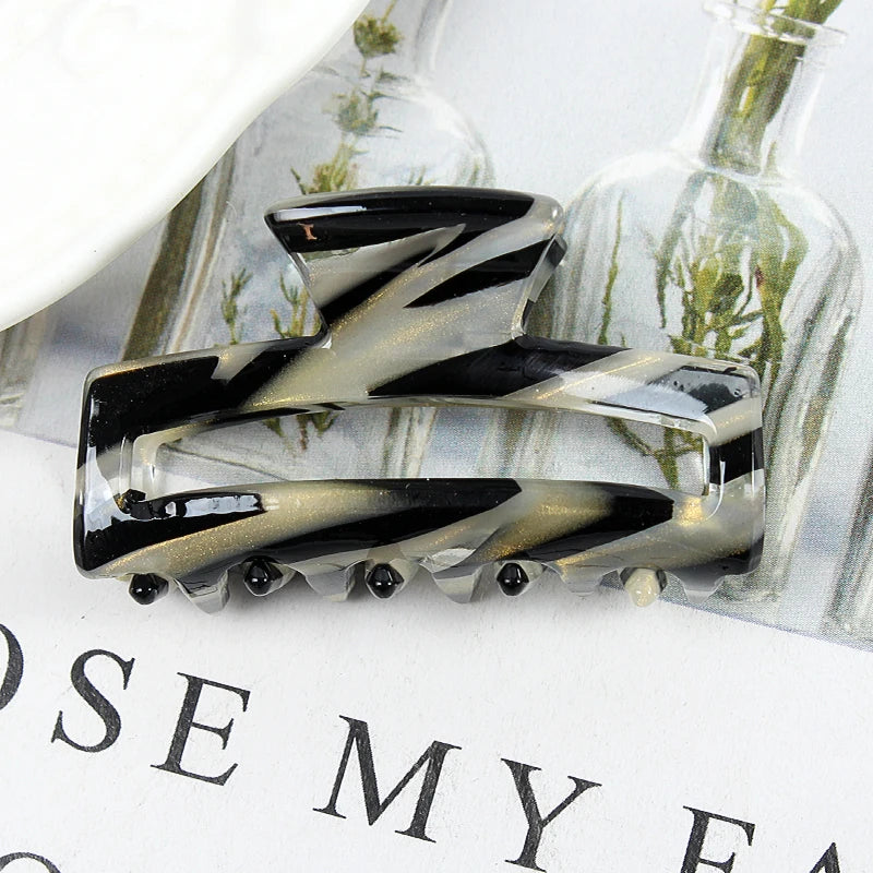 Mini Women's Hair Clips Colorful Geometric Hollow Crab Claw Clip Acetate Leopard Print Fashion Girls Hairpin Hair Accessories - AMULET RING STORE