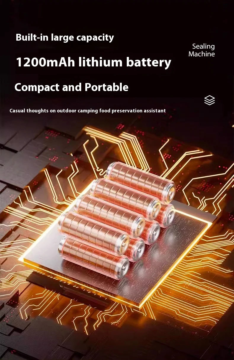 Wireless Vacuum Sealer Machine - 60KPA Powerful Suction, Portable Food Saver with 3 Temperature Levels,External Pumping Function - AMULET RING STORE