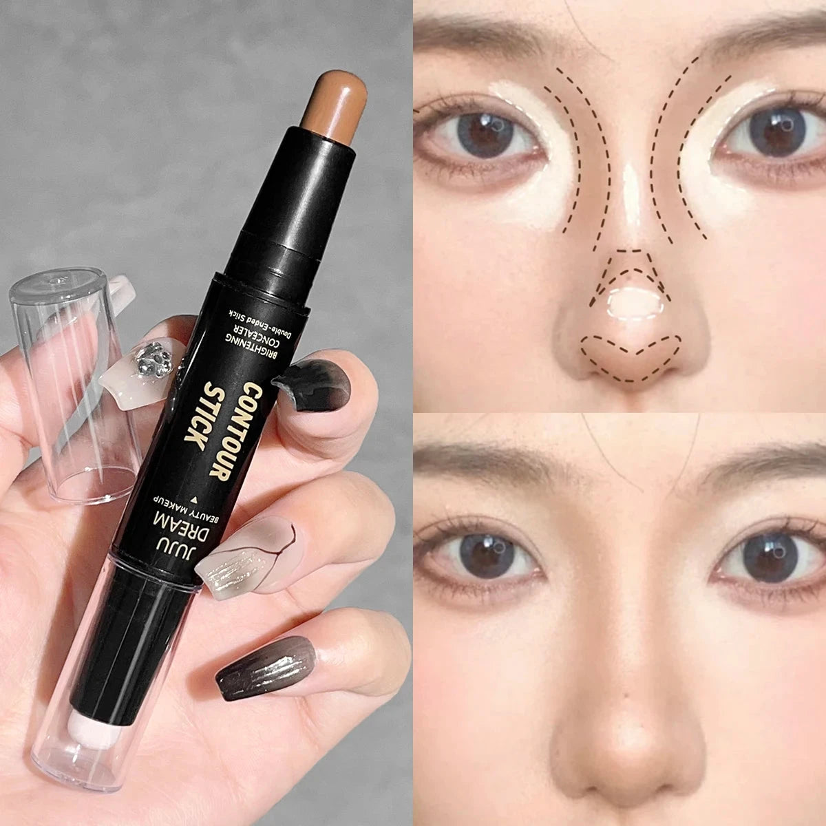 Dual-ended contour stick, facial foundation, concealer, long-lasting dark circles, correcting contour concealer, makeup - AMULET RING STORE