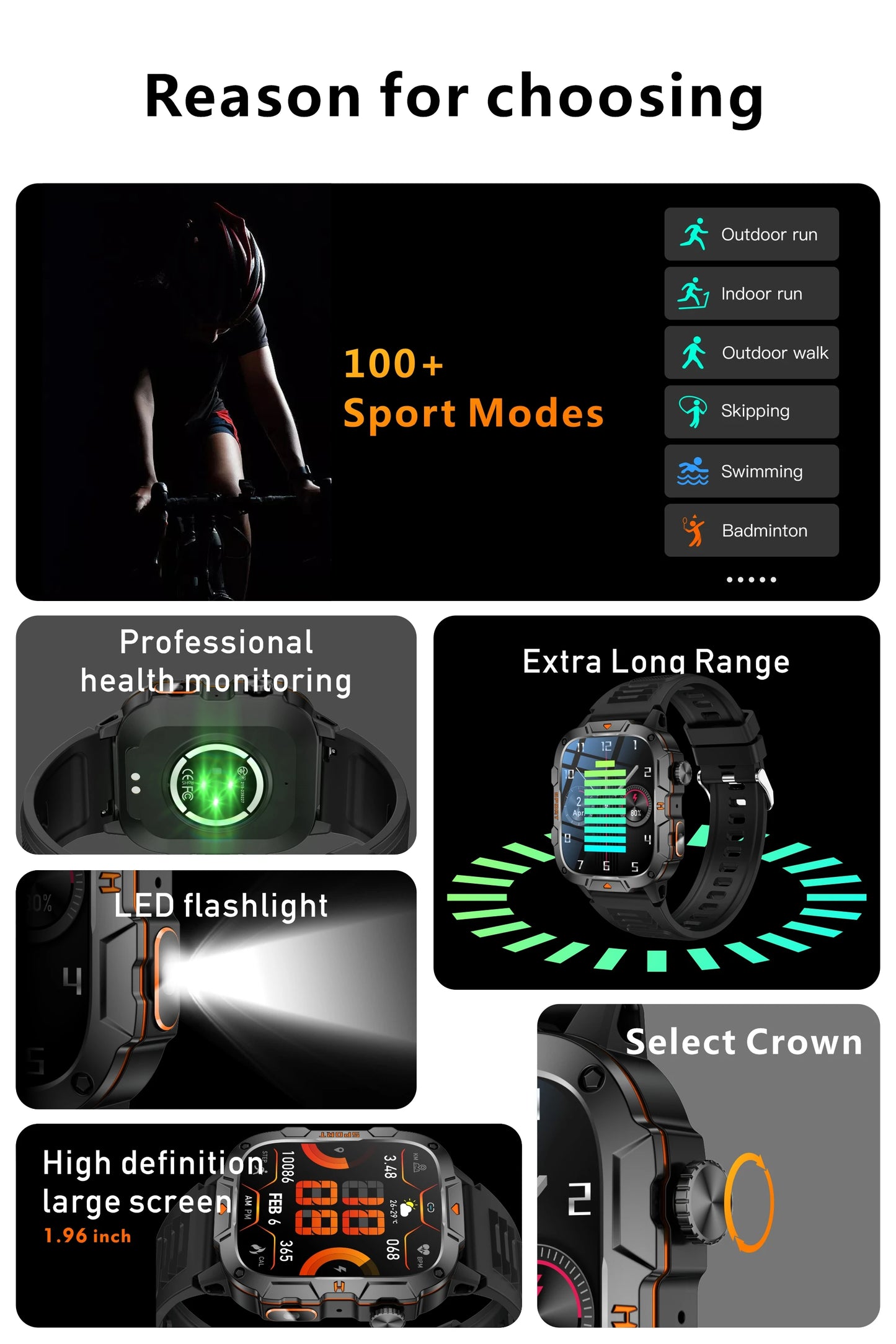 New Full Touch Smart Watch Men For Android Xiaomi Blood Pressure Oxygen Fitness Watch Waterproof LED Flashlight SmartWatch 2024 - AMULET RING STORE