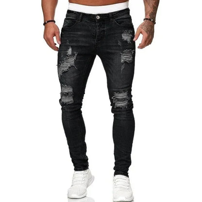 Ripped Jeans Men Stretch Skinny Grey Blue Black Hip Hop Denim Trousers Streetwear Casual Slim Fit Jeans for Men Jogging jean