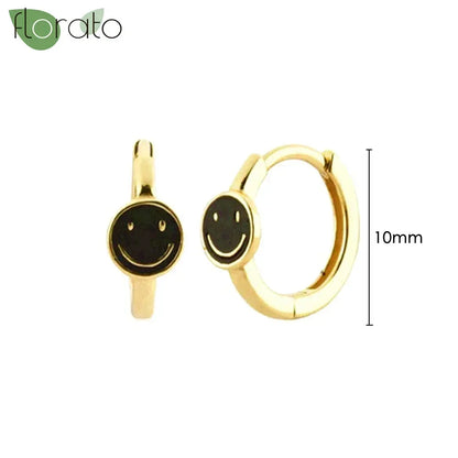 925 Sterling Silver Needle Fashion Round Pendant Small Earrings Luxury Gold Hoop Earrings for Women Premium Black Jewelry Gifts - AMULET RING STORE