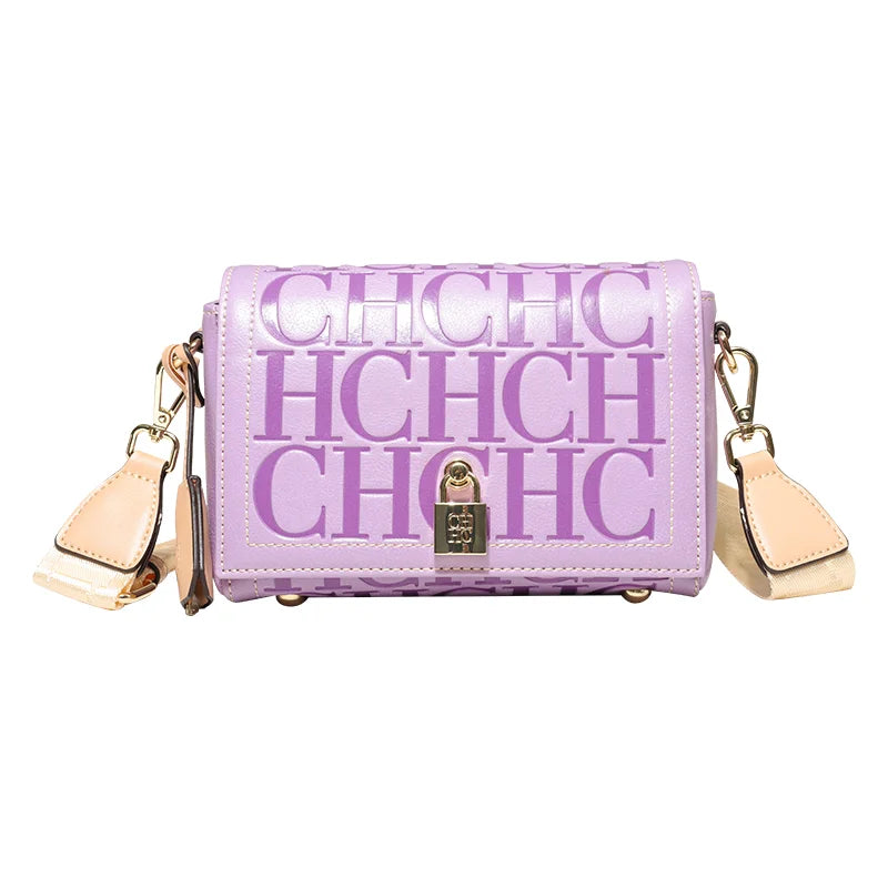 Fashion Design Model Metal Accessories Buckle Women's Shoulder Bag Luxury Brand 2025 Fashion Solid Colour Printed Head Bag