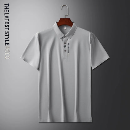 Ice Silk Polo Shirt Short Sleeved Letter Printing T-shirt New 2024 Summer Men's Clothing High-grade  Shirts