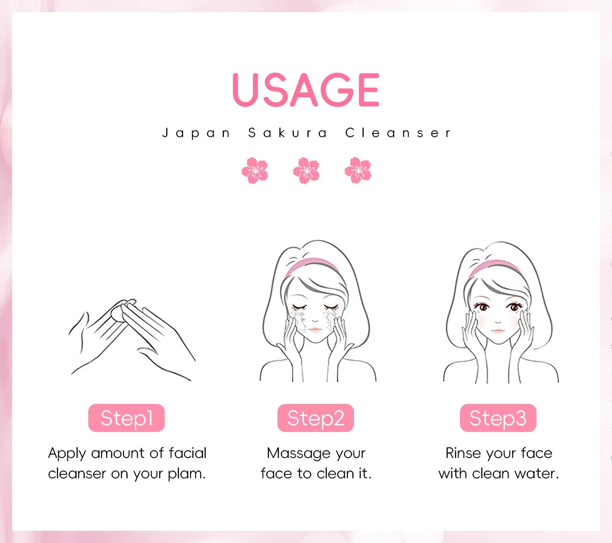 LAIKOU Japan Sakura Cleanser Gentle Deep Cleaning Oil Control Moisturizing Shrink Pores Face Skin Care Skin Cleanser 50g