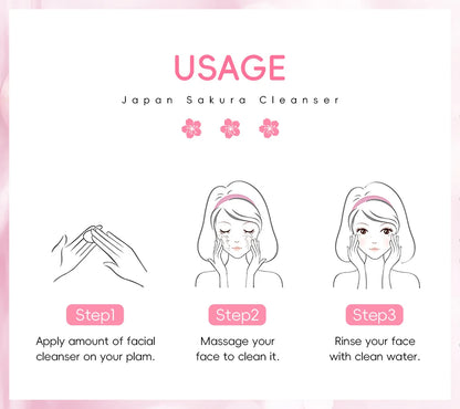 LAIKOU Japan Sakura Cleanser Gentle Deep Cleaning Oil Control Moisturizing Shrink Pores Face Skin Care Skin Cleanser 50g