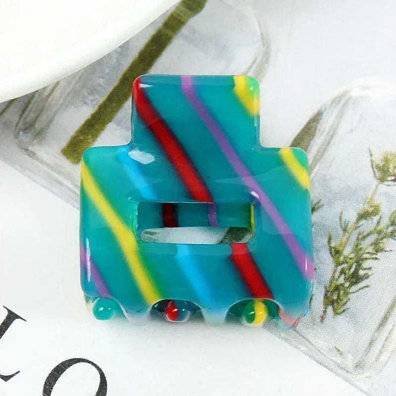 Bgffuy Leopard Korea Acetate Hollow Colorful Mini Hair Claws Crab Hair Clips for Child Girls Hairpins Hair Accessories Barrettes