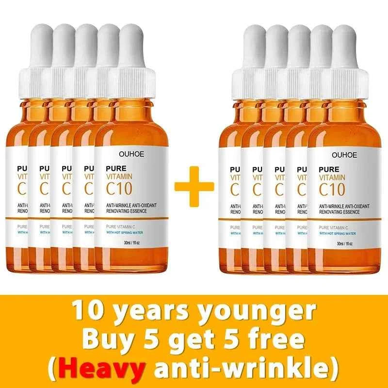 Vitamin C Wrinkle Remover Face Serum Lifting Firming Fade Fine Lines Anti-aging Essence Whitening Brighten Nourish Skin Care