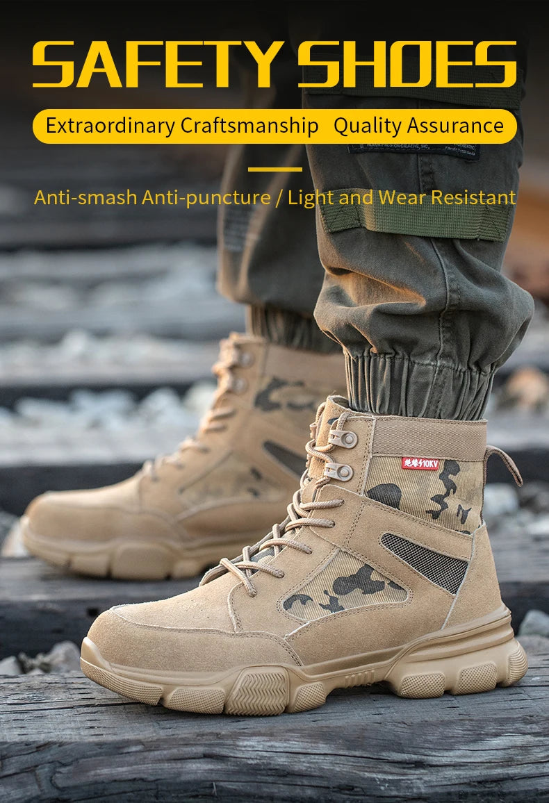Sneakers Indestructible Shoes Work Safety Shoes With Steel Toe Cap Puncture-Proof Male Security Protective Shoes Tactical Boots - AMULET RING STORE