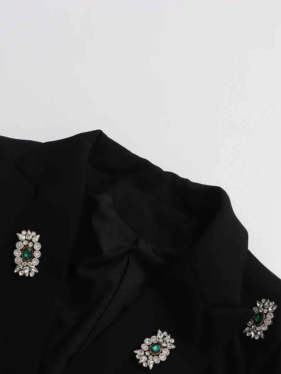 TWOTWINSTYLE Solid Loose Spliced Bead Luxurious Blazers for Women Lapel Long Sleeves Nobility Blazer Female Autumn Fashion New