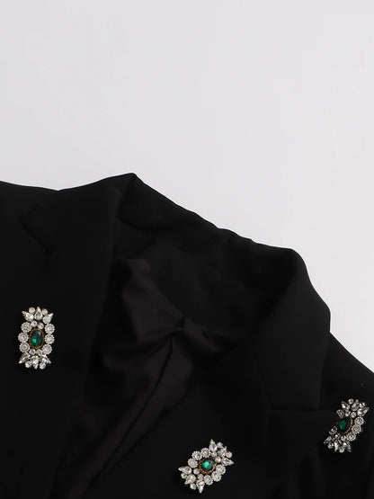 TWOTWINSTYLE Solid Loose Spliced Bead Luxurious Blazers for Women Lapel Long Sleeves Nobility Blazer Female Autumn Fashion New