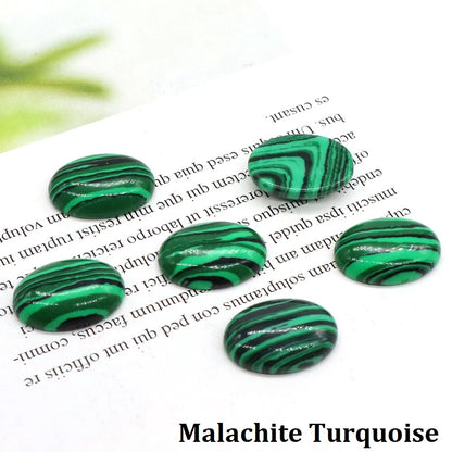 5pcs/Lot Natural Crystals Stone Oval Cabochon Beads Flat Back Cab Cameo DIY Ring Pendant Necklace Jewelry Making Accessories