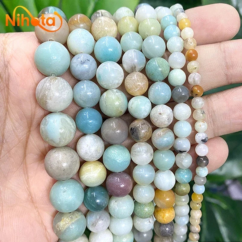 Natural Stone Beads Round Agates Turquoises Amazonite Quartz Lava Tiger Eye Beads
