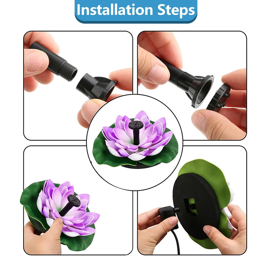 Solar Rotating Lotus Floating Fountain Outdoor Garden for Garden Bird Bath, Pond Decoration, Waterscape Garden Decoration - AMULET RING STORE