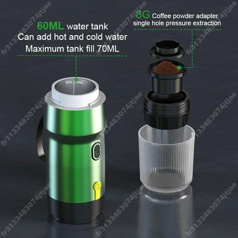 Electric Portable Coffee Machine Portable Italian Espresso Machine for Car & Home 3-in-1 Capsule Powder Travel Coffee Maker - AMULET RING STORE