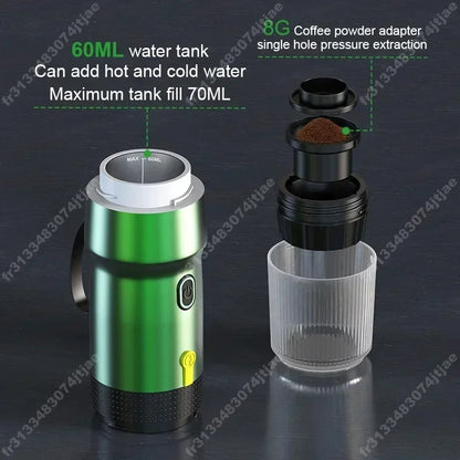 Electric Portable Coffee Machine Portable Italian Espresso Machine for Car & Home 3-in-1 Capsule Powder Travel Coffee Maker - AMULET RING STORE