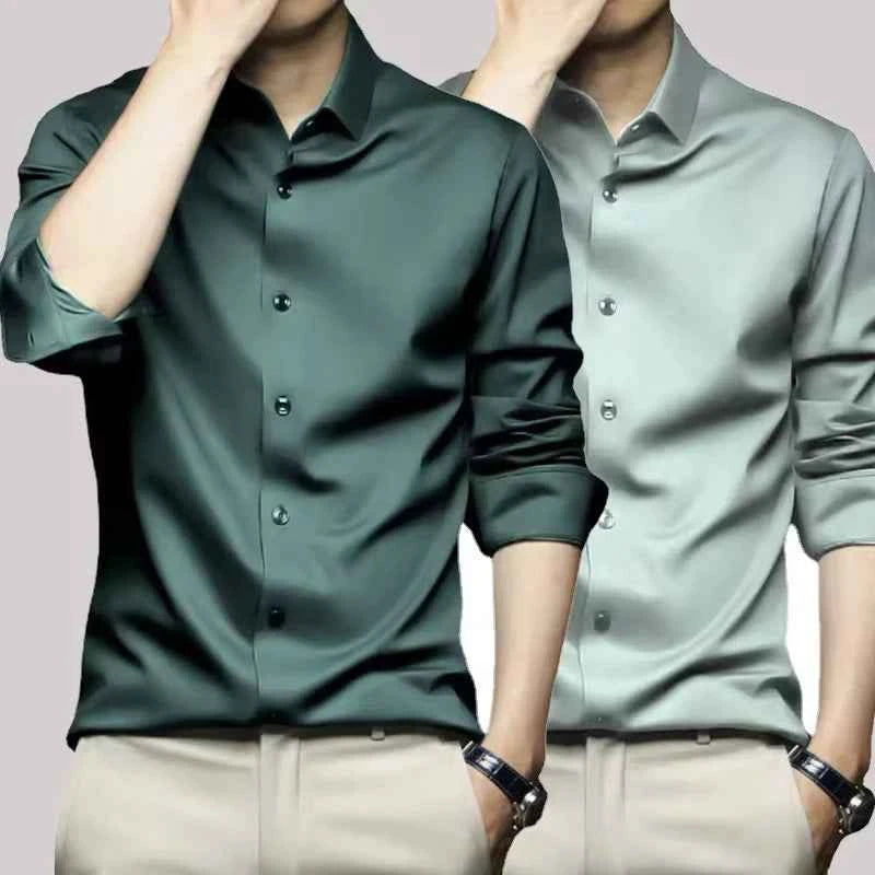 Men's White Shirt Long Sleeve Non iron Business Dress Slim Fit Korean Version Professional Work White Casual Men's Suit Shirt