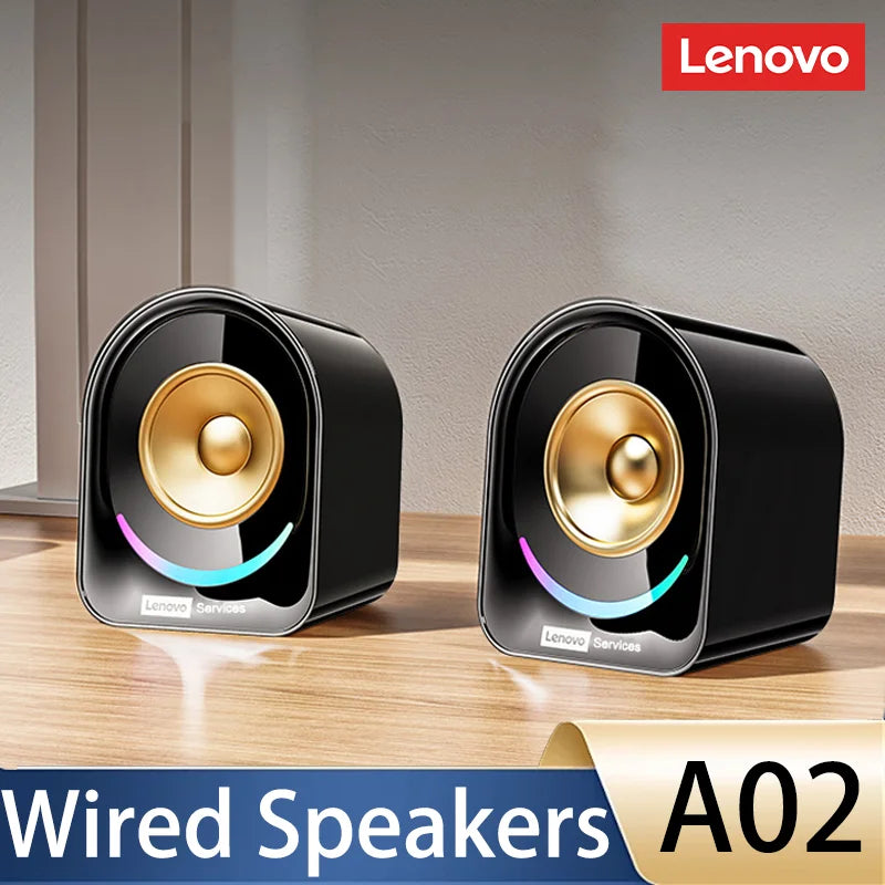 New Lenovo A02 Wireless Bluetooth V5.4 Speaker With Dual Mode RGB Light Wired Loudspeaker Vibrant Stereo Sound Camping Soundbox