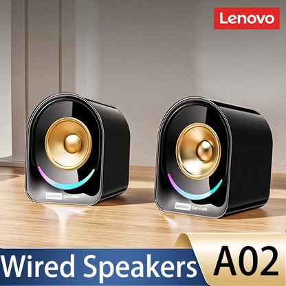 New Lenovo A02 Wireless Bluetooth V5.4 Speaker With Dual Mode RGB Light Wired Loudspeaker Vibrant Stereo Sound Camping Soundbox