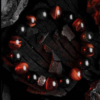 5A Real Natural Red Tiger Eye Beads Stone Bracelet Men Women Zircon Accessories Handmade Jewelry Gift for Girlfriend Wholesale