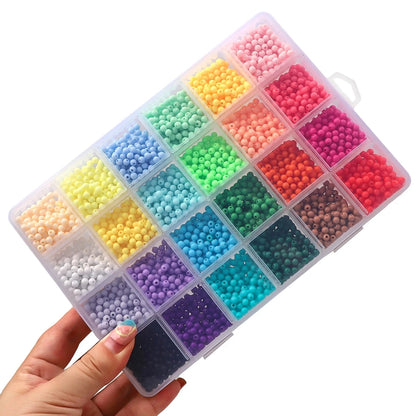 24 grid glass rice bead box 4mm solid colored acrylic beads Charm DIY Jewelry Creation Materials Handmade needlework beads - AMULET RING STORE