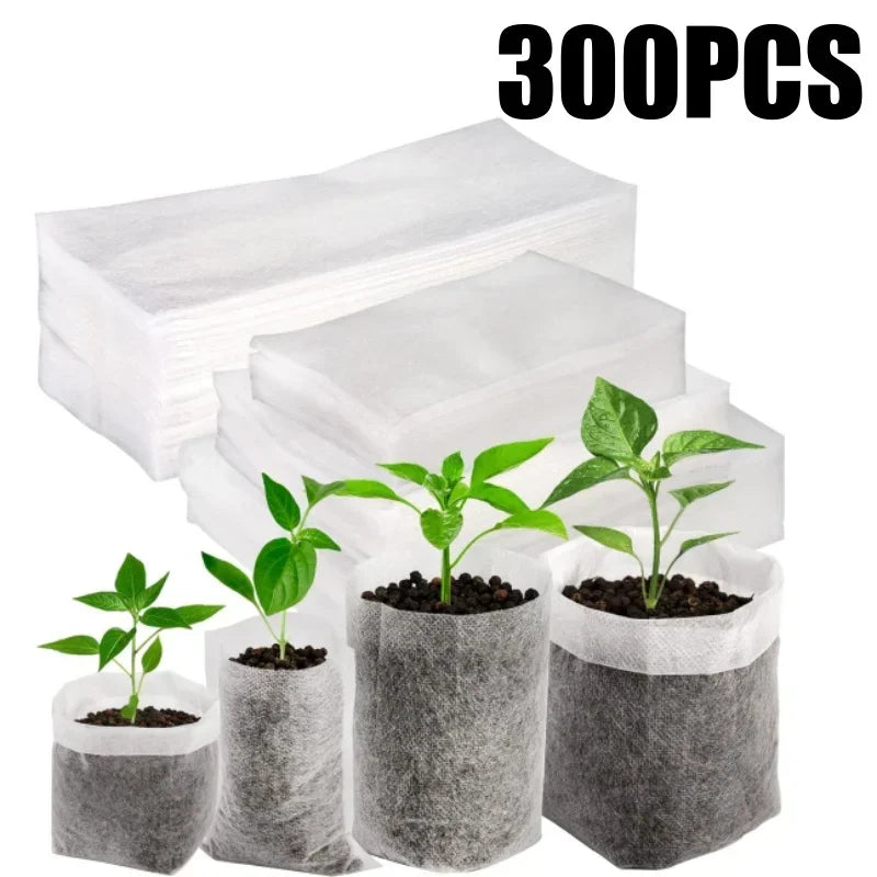 100PCS Breathable Plant Nursery Bags Biodegradable Grow Pots Fabric Seedling Containers Home Gardening Essentials - AMULET RING STORE