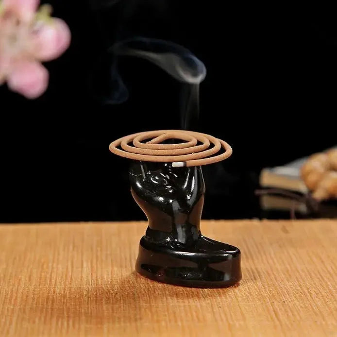 With 30 Incense Waterfall Incense Burner Ceramics Backflow Buddha Censer Backflow Incense Holder Home Office Yoga Teahouse Decor - AMULET RING STORE