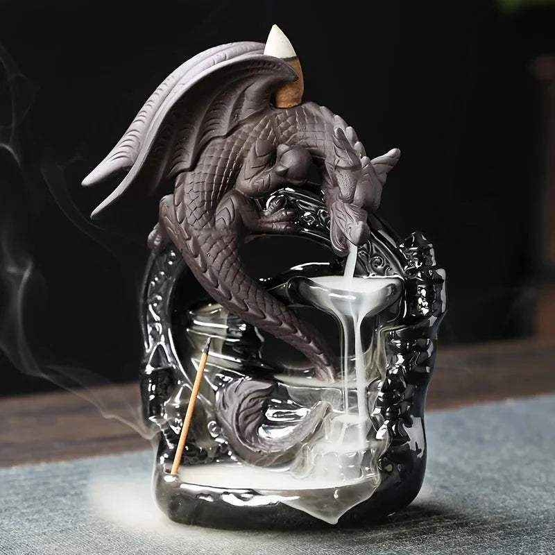 Dragon Backflow Incense holder - holder for home decor, aromatherapy, air purification, fragrance-free - AMULET RING STORE