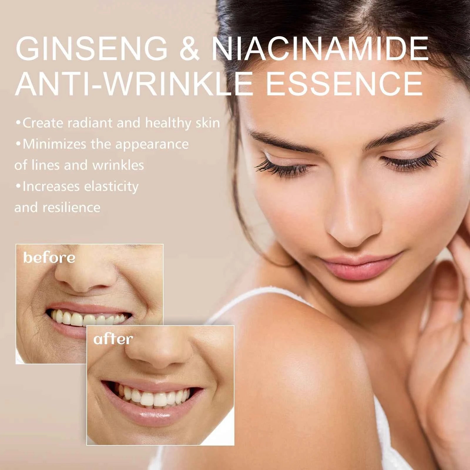 Eelhoe Ginseng Face Anti Wrinkle Serum Reduce Fine Lines Tightening Hydrating Anti-aging Plumping Face Smooth Skin Care Serum