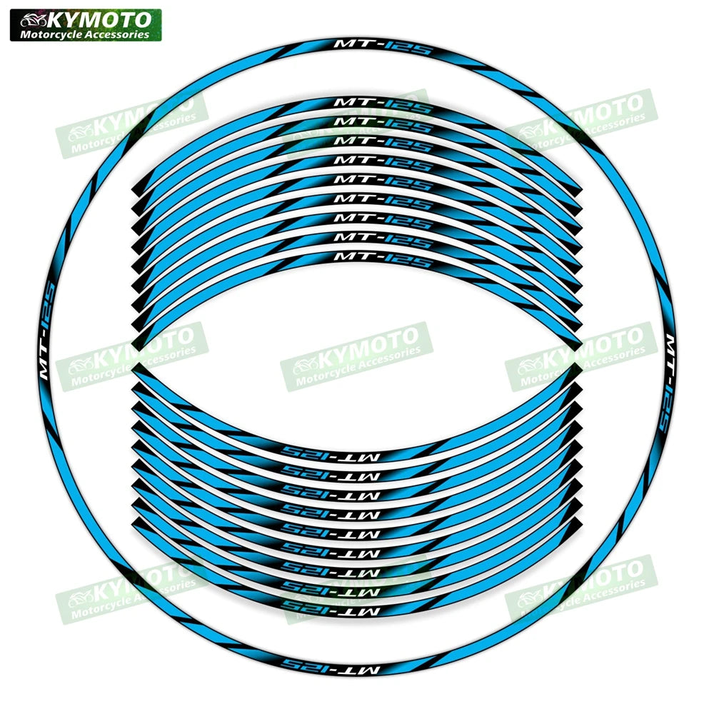 For Yamaha MT-125 MT125 motorcycle 17 inch front and rear wheel stickers modified waterproof reflective wheel rim stickers
