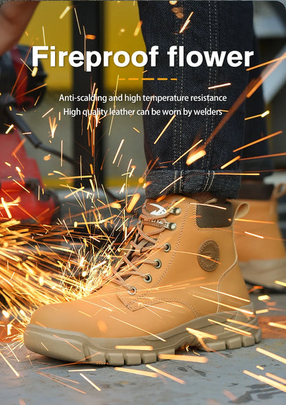 High-top PU anti-smash anti-puncture breathable safety shoes - AMULET RING STORE