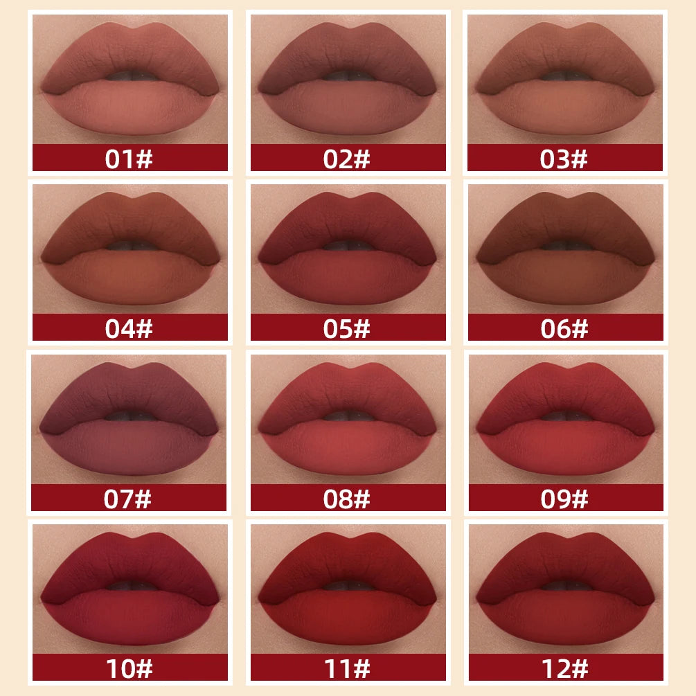 QIBEST Matte Liquid Lipstick Waterproof Long Lasting Velvet Lip Gloss Tint Tube Matte Nude Pigment Red Lipgloss Lips Makeup - AMULET RING STORE