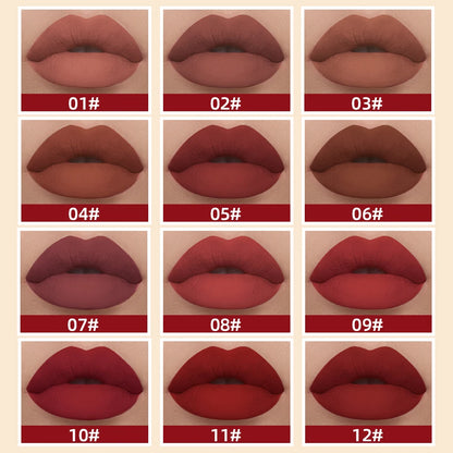 QIBEST Matte Liquid Lipstick Waterproof Long Lasting Velvet Lip Gloss Tint Tube Matte Nude Pigment Red Lipgloss Lips Makeup - AMULET RING STORE