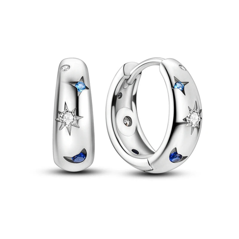 925 Sterling Silver Exquisite Blue star Earrings Jewelry Versatile Hoop Earrings For Women Jewelry Birthday Party Gifts - AMULET RING STORE