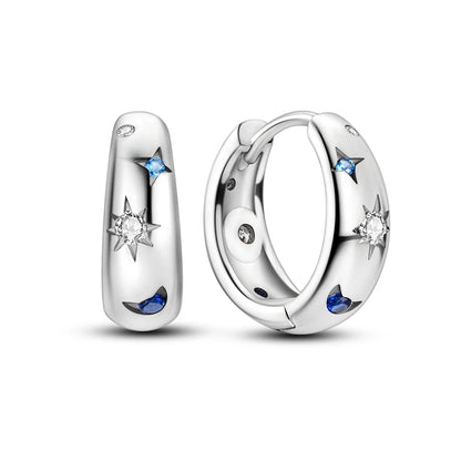 925 Sterling Silver Exquisite Blue star Earrings Jewelry Versatile Hoop Earrings For Women Jewelry Birthday Party Gifts - AMULET RING STORE