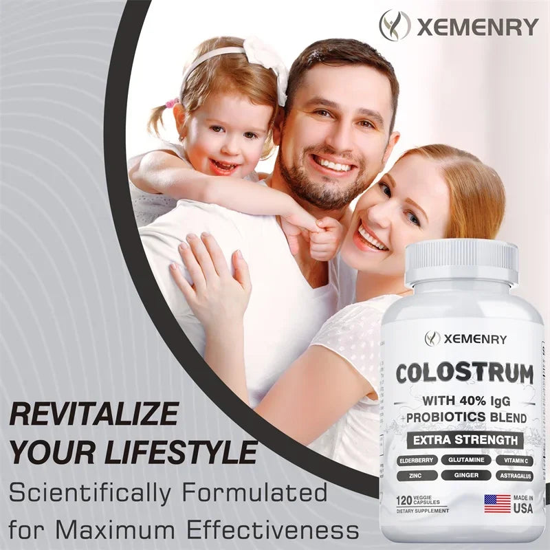 Colostrum Capsules - 40% LgG - Supports The Immune System, Promotes Gut Health, Energy Production, Cell Repair and Growth - AMULET RING STORE