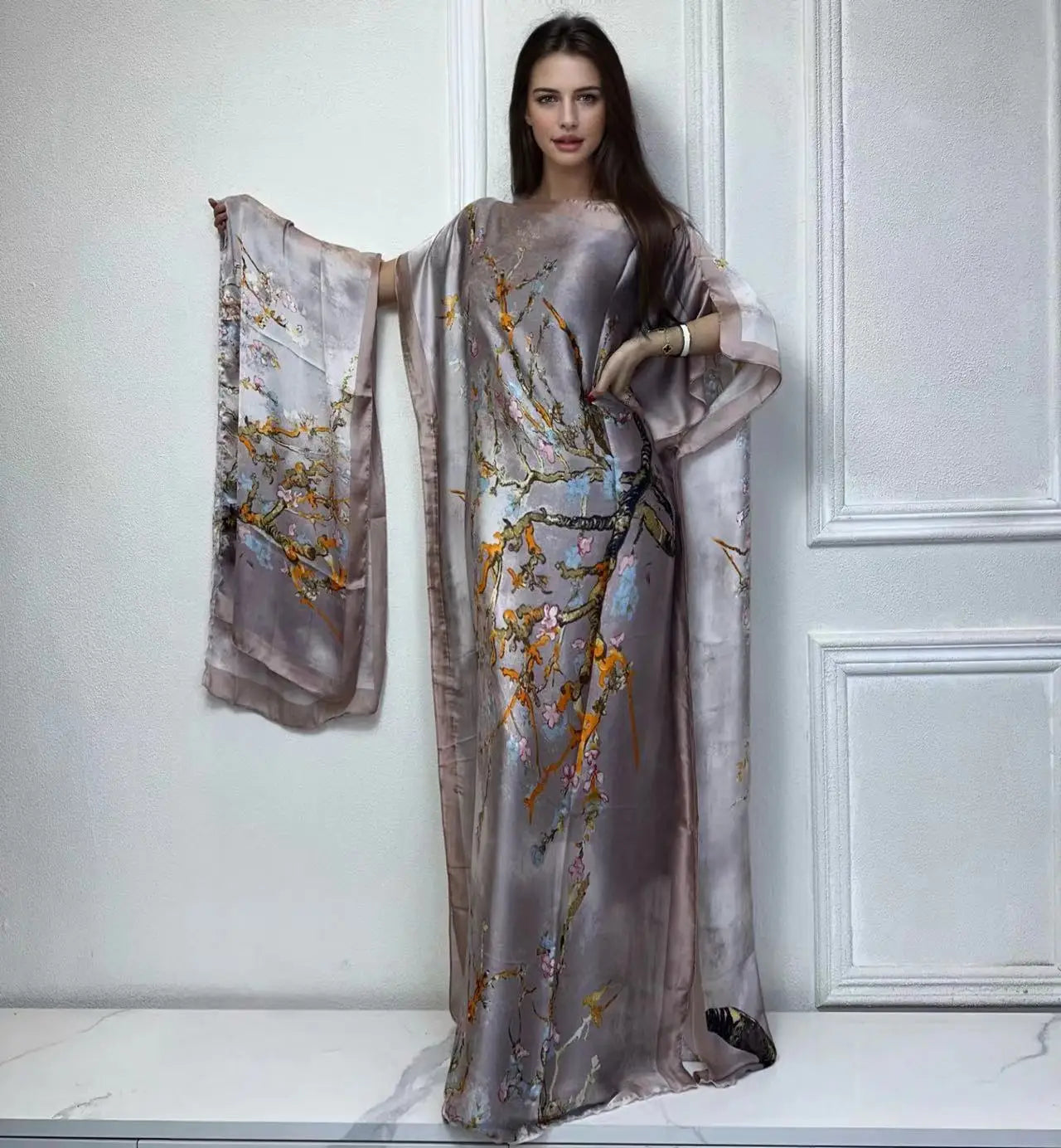 WINYI African Muslim Lady Summer Boho fashion Printed Kaftan holiday Dress loose Streetwear Abaya with belt beach dress