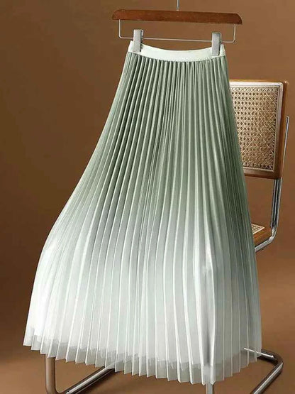 2023 Summer Tulle Mesh Gradient Skirt High-end High Waist Long Skirt Elegant Evening Party Sexy A-line Pleated Skirts Women Boho