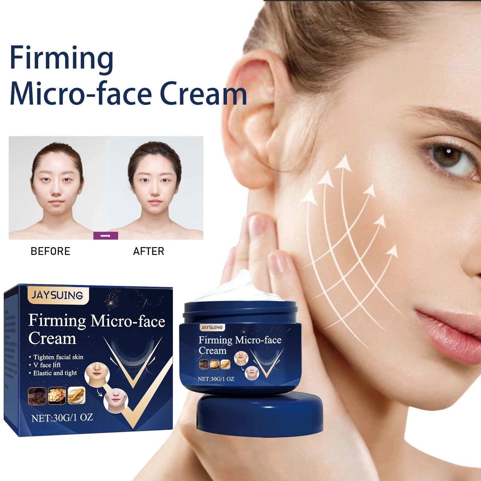 V face firming cream removes masseter muscles, enhances facial contour, tightens jawline, moisturizes skin with double chin - AMULET RING STORE