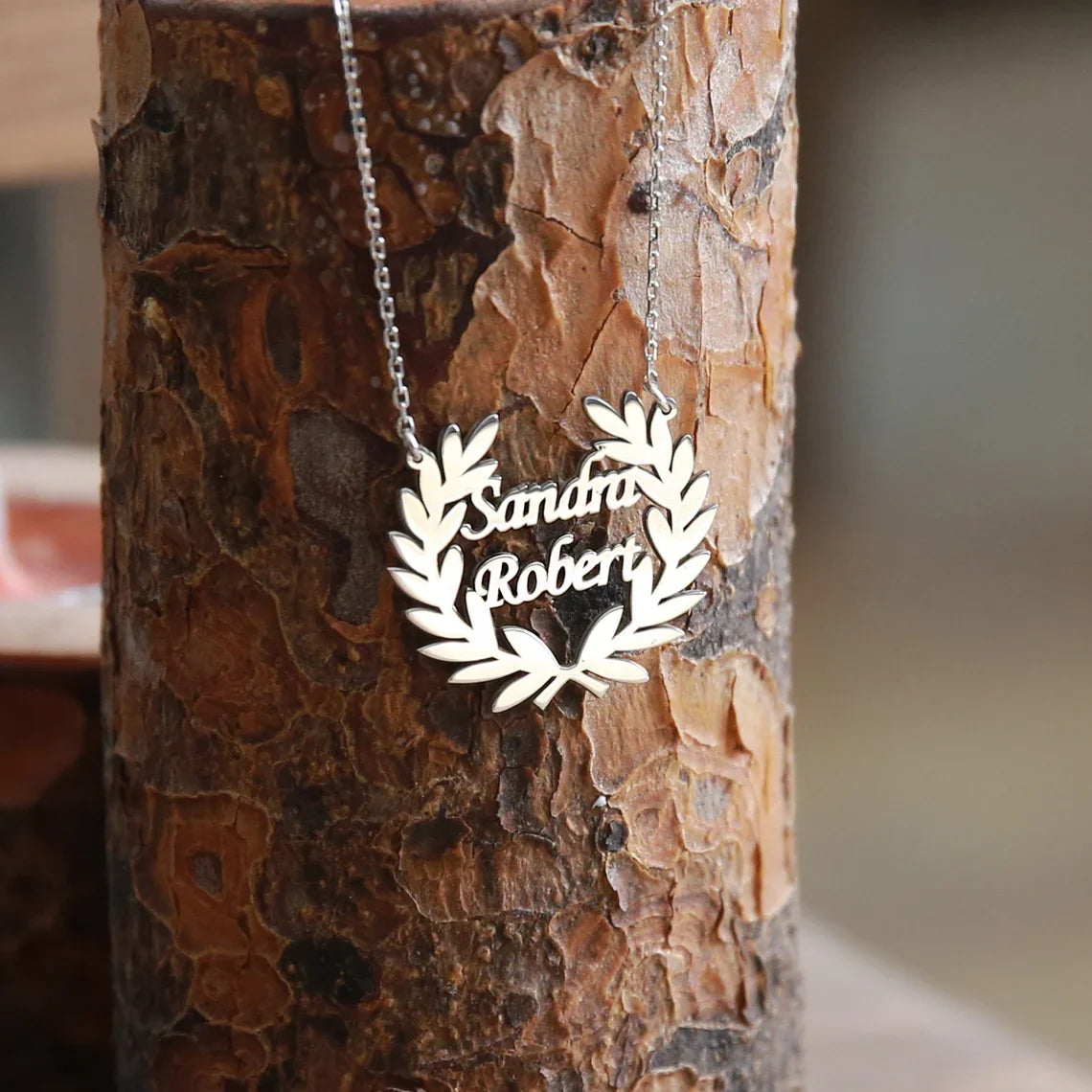 Custom Laurel Wreath Name Necklace Women Girl Jewelry Personalized Stainless Steel Couple Nameplate Necklace Gifts For Her